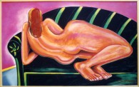 Nude on Black Couch